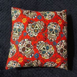 Red sugar skull day of the dead throw pillow